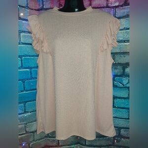 NWOT Ruffled Sleeve Pink Pullover Top 2X